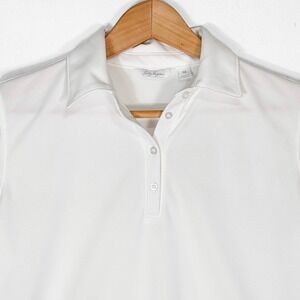 Lady Hagen Pique Short Sleeve Golf Polo Shirt Sz M Pure White Preppy Summer